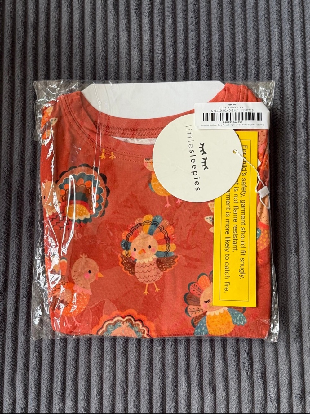 Little Sleepies 4T Grateful Gobbles Long Sleeve + Pants bamboo